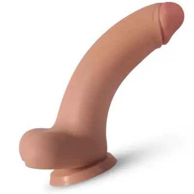 11.41 inch realistic PVC dildo with suction cup, smooth shaft and curved design