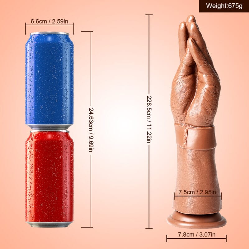 Realistic Praying Hand Dildo with Size Comparison