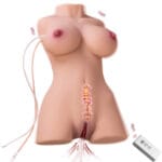 Full view of the torso doll showing remote control and internal suction/vibration system