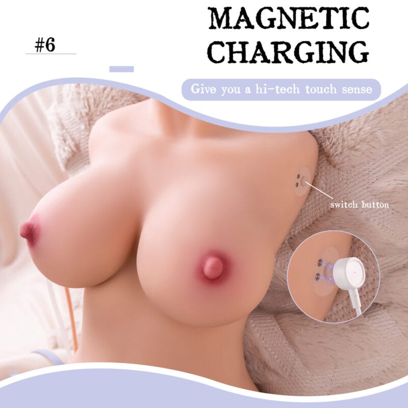 Close-up of the magnetic charging port on the torso.