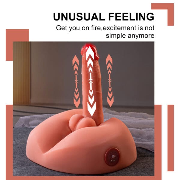 A realistic male masturbator with pulsating arrows showing a rhythmic stroking motion.